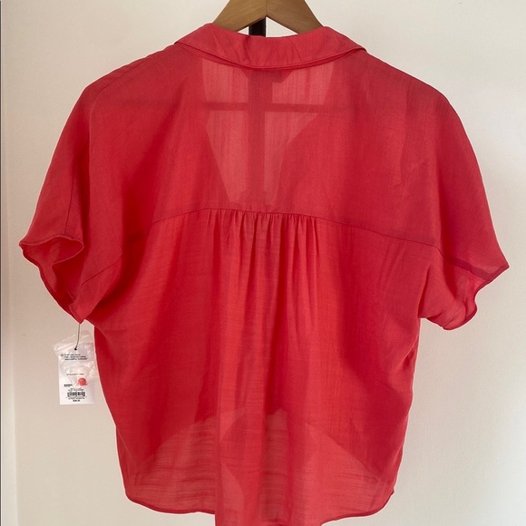 Nine West Pink Button Down Tie Front Top - Picture 4 of 4